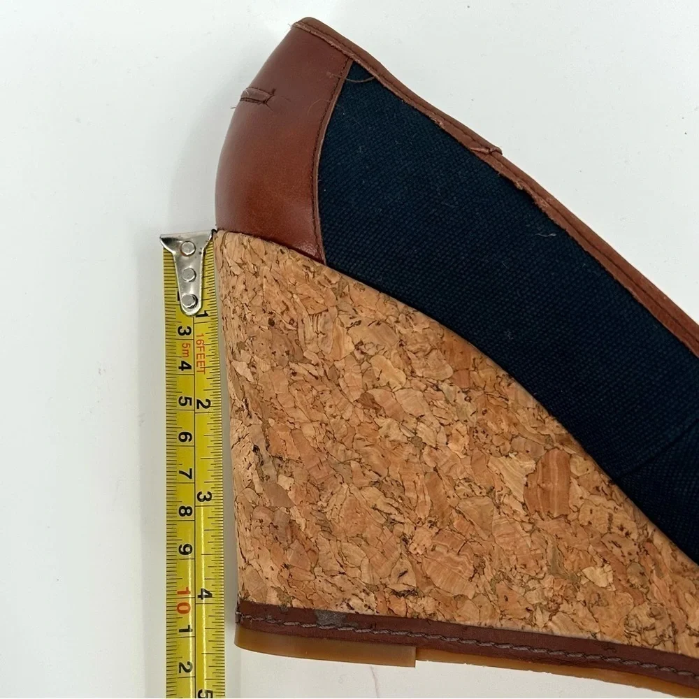 ANTONIO MELANI Blue/Brown/Cork Drew Wedge Sz 10
